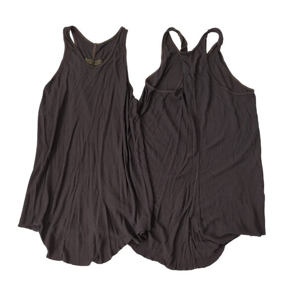 Enza Costa Jersey Knit 2-Pc Tank Top Shirts Women's  Size XS M Silk Rayon Brown - Picture 1 of 7